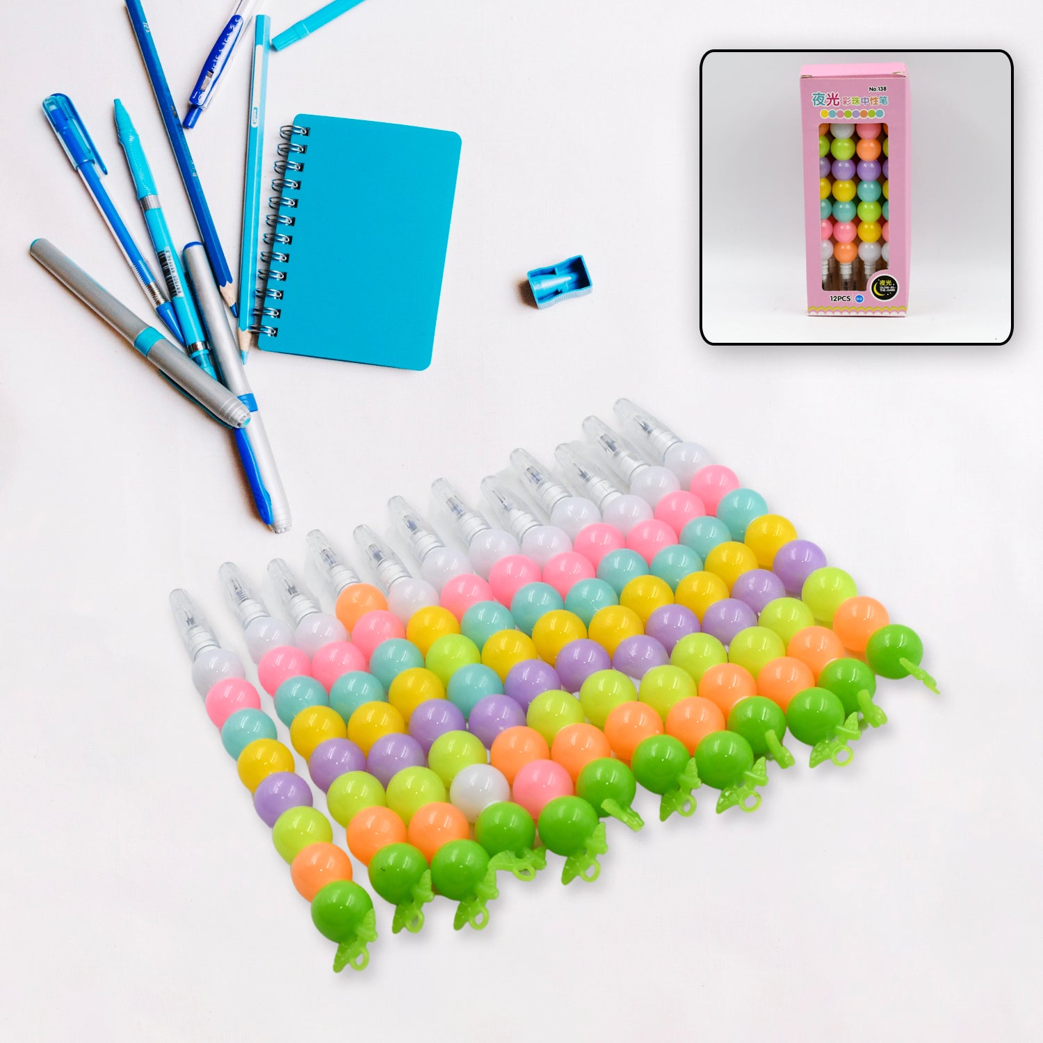 4572 Stylish Pearls Pen Plastic Moti Non-sharpening Design Pen Multicolor Pearls Moti Gel Pen Fancy Designer Attractive Gel Pen For Kids Pack Of (12 Pc Set ) - Springkart 