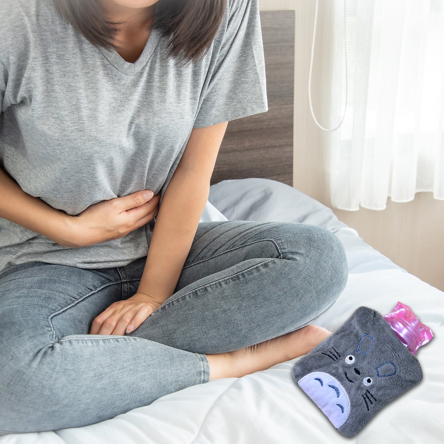 6531 Totoro Cartoon Hot Water Bag Small Hot Water Bag With Cover For Pain Relief Neck Shoulder Pain And Hand Feet Warmer Menstrual Cramps. - Springkart 