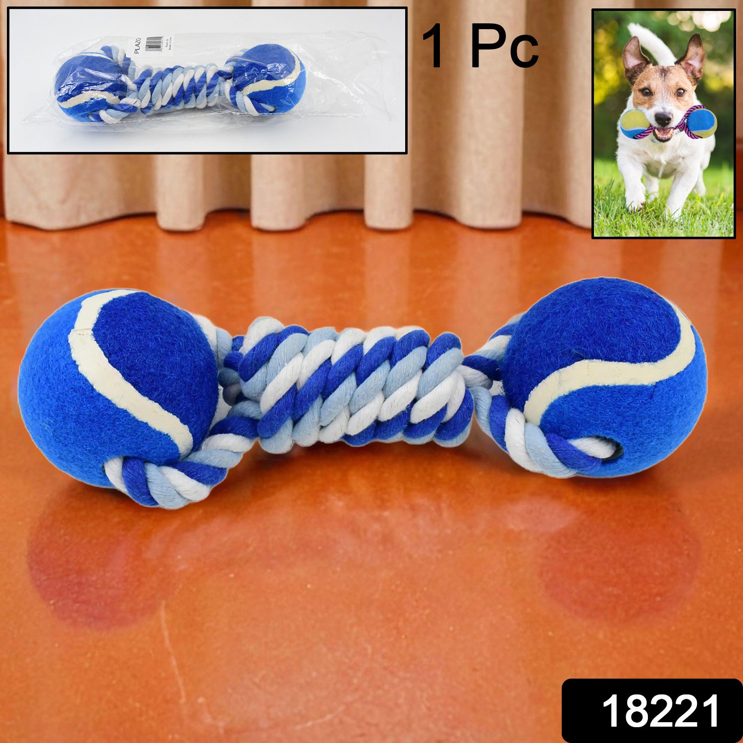 Durable Cotton Rope Dog Toy Two-way Ball Design (1 Pc) - Springkart 