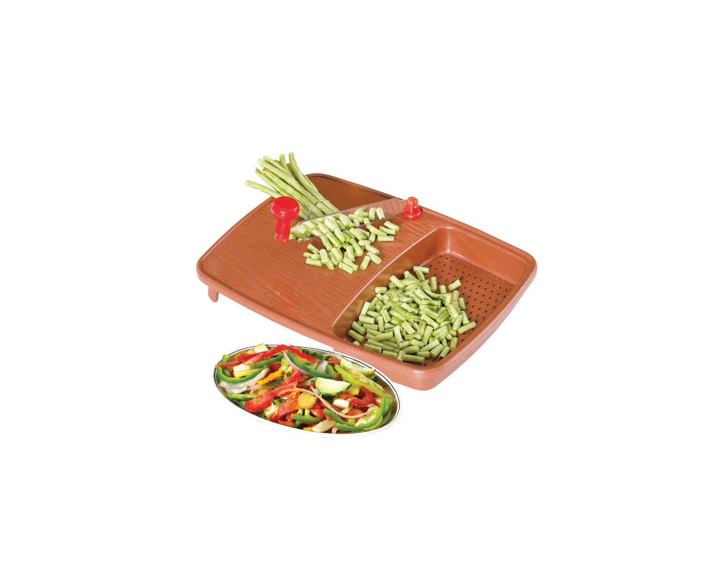 2103 Thick Plastic Kitchen Chopping Cutting Slicing Tray With Holder - Springkart 