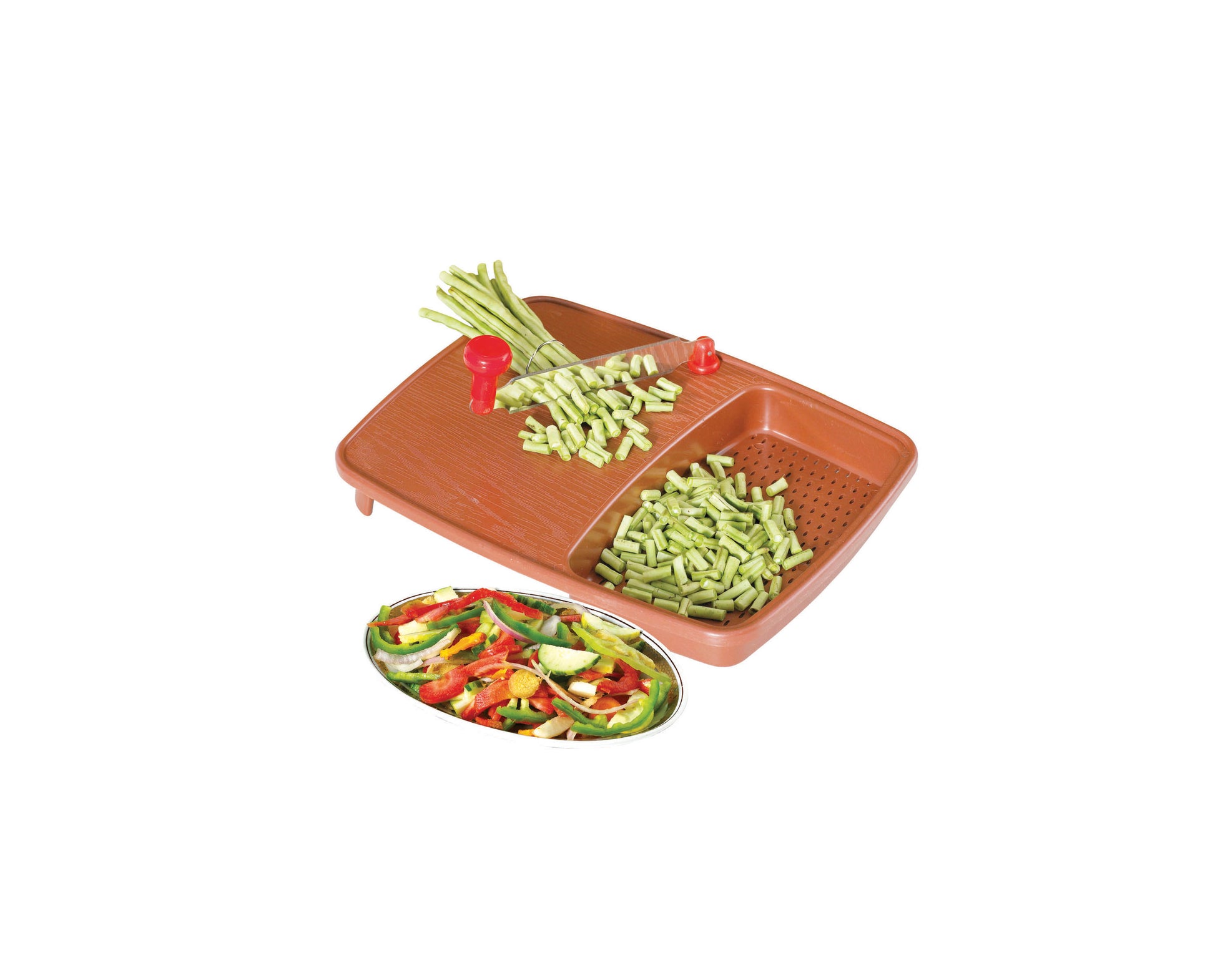 2103 Thick Plastic Kitchen Chopping Cutting Slicing Tray With Holder - Springkart 