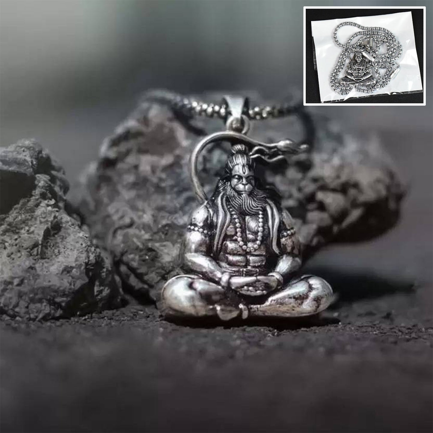 Hanuman Ji Pendant Chain Religious Jewellery For Men And Women (1 Pc) - Springkart 