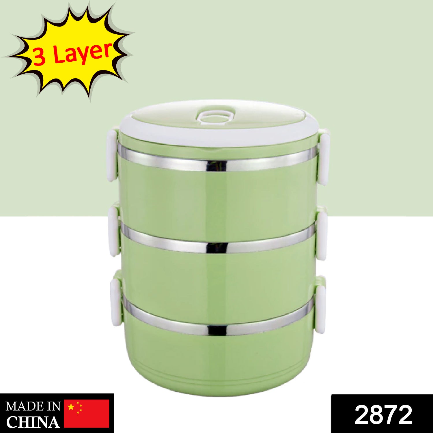 2872 Multi Layer Stainless Steel Hot Lunch Box (3 Layer) - Springkart 