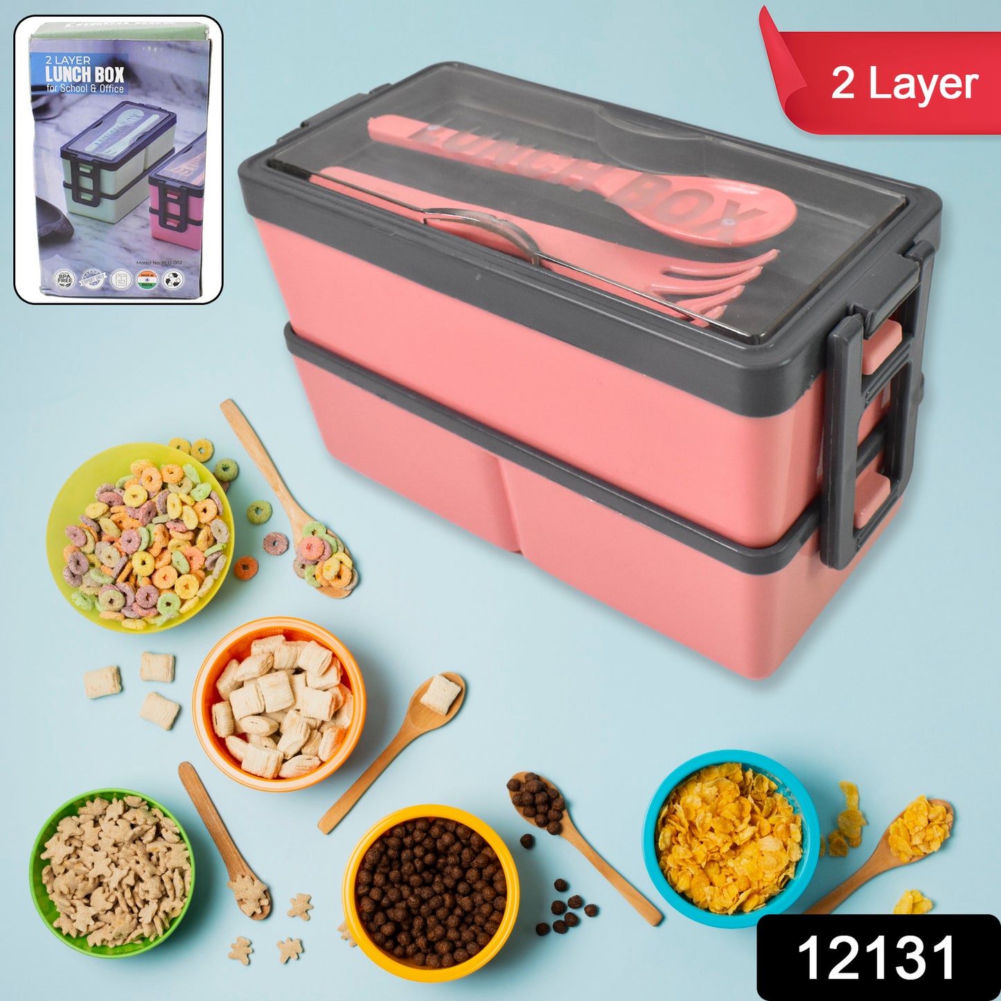 Plastic 3 Layer Leak Proof 3 Compartment Lunch Box For Office (1 Pc) - Springkart 