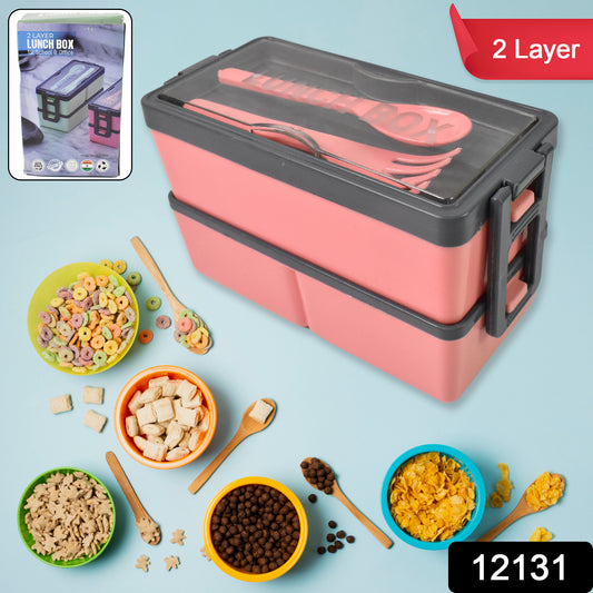 Plastic 3 Layer Leak Proof 3 Compartment Lunch Box For Office (1 Pc) - Springkart 