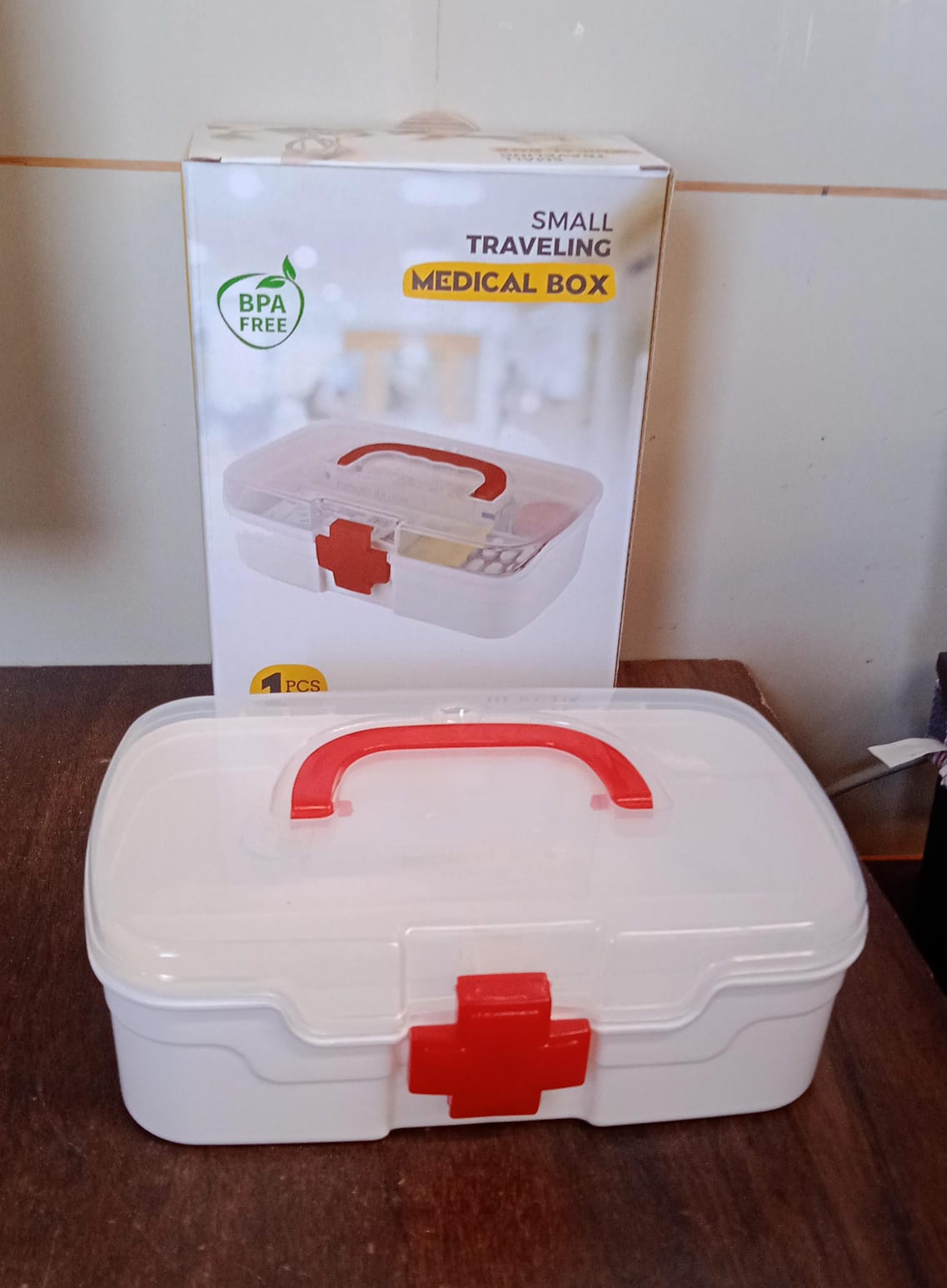 12980 3 Compartment Medical Box 1 Piece Indoor Outdoor Medical Utility Medicine Storage Box Detachable Tray Medical Box Multi Purpose Regular Medicine First Aid Box With Handle Transparent Lid Color Box - Springkart 