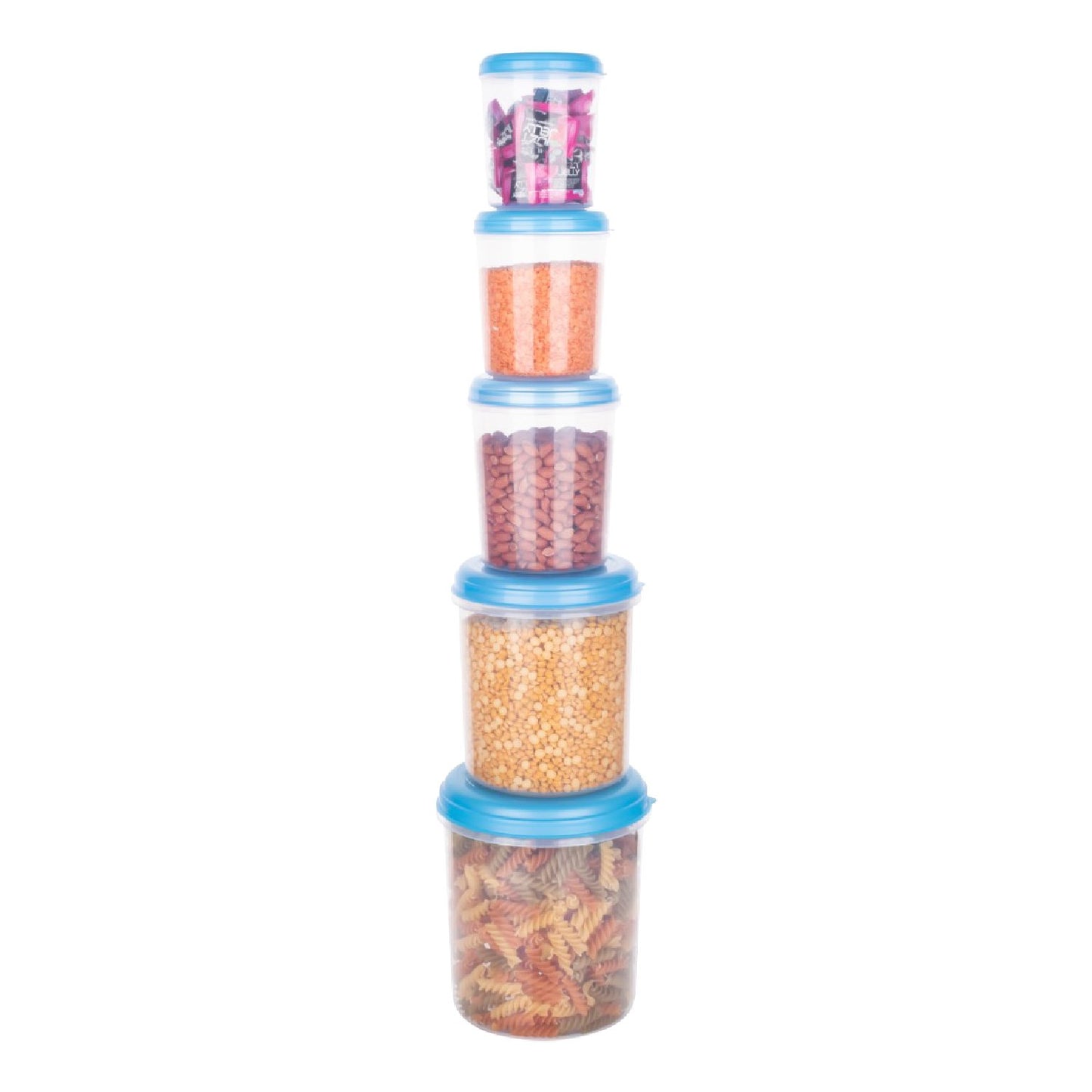 2446 Plastic Transparent Container Air Tight Dabba Set (3000ml 2000ml 1000ml 750ml 500ml) - Springkart 