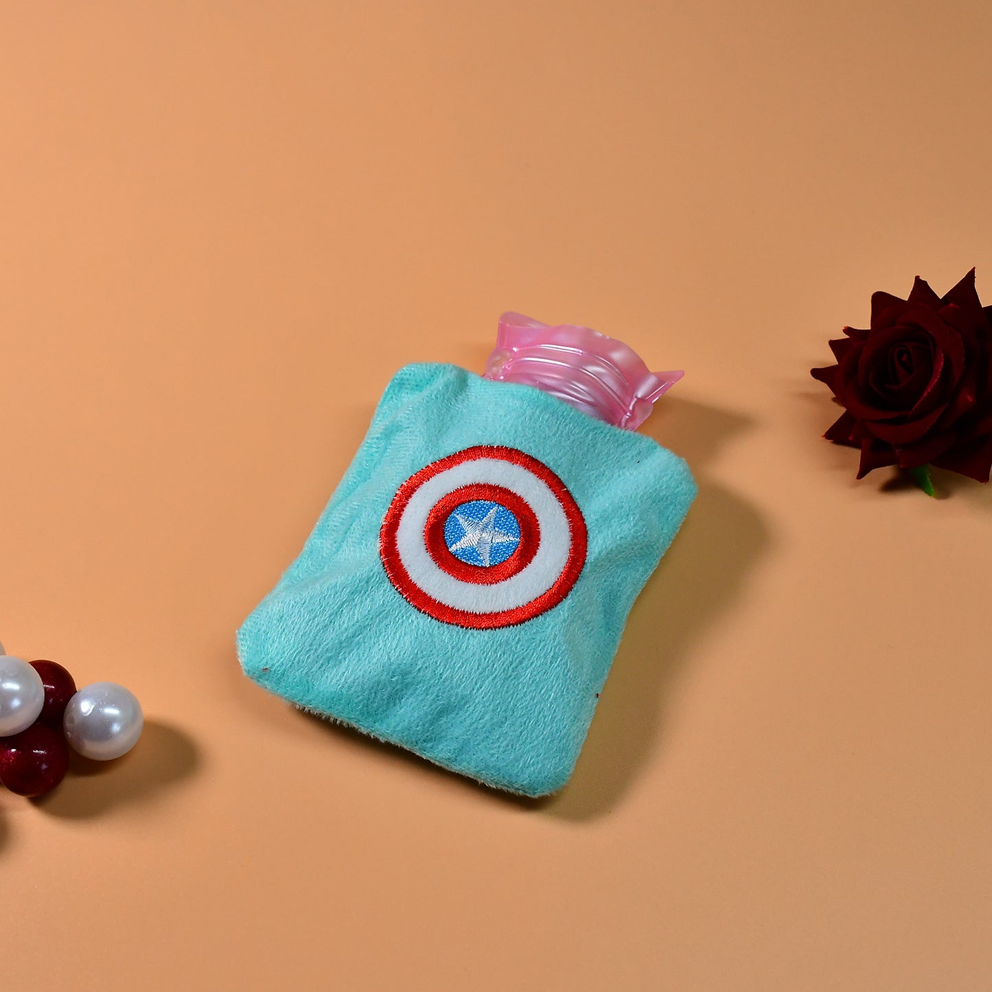 6517 Captain Americas Shield Small Hot Water Bag With Cover For Pain Relief Neck Shoulder Pain And Hand Feet Warmer Menstrual Cramps. - Springkart 