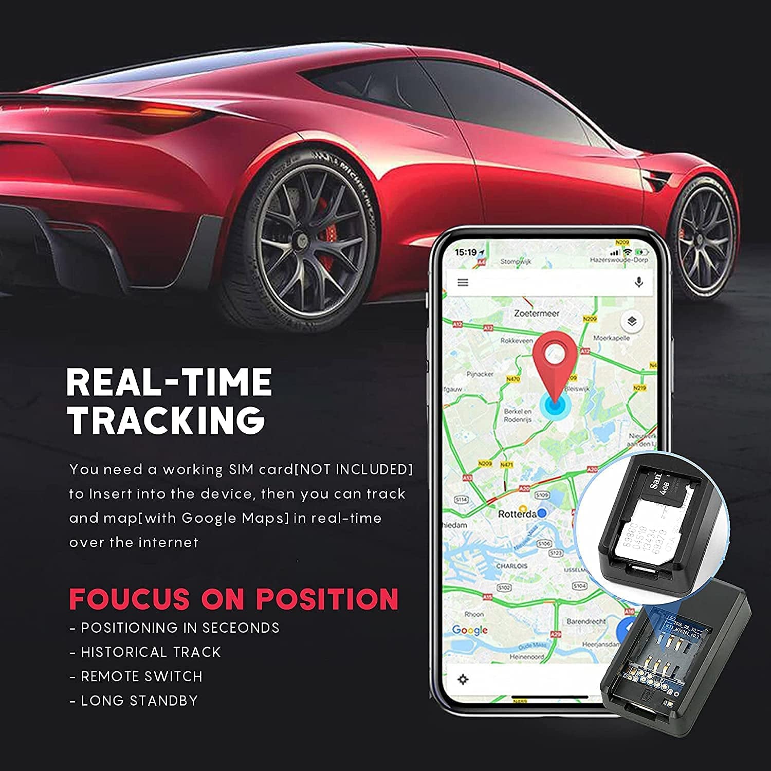 Car Gps Tracking Device With Voice Recording (1 Pc) - Springkart 