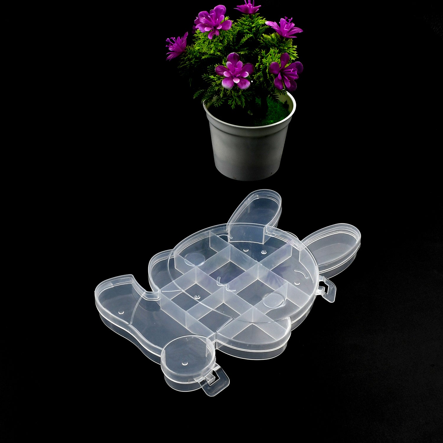 6557 Transparent Cartoon Bear Clear Plastic Storage Box Jewelry Box Jewelry Organizer Holder Cabinets For Small Objects (1 Pc) - Springkart 