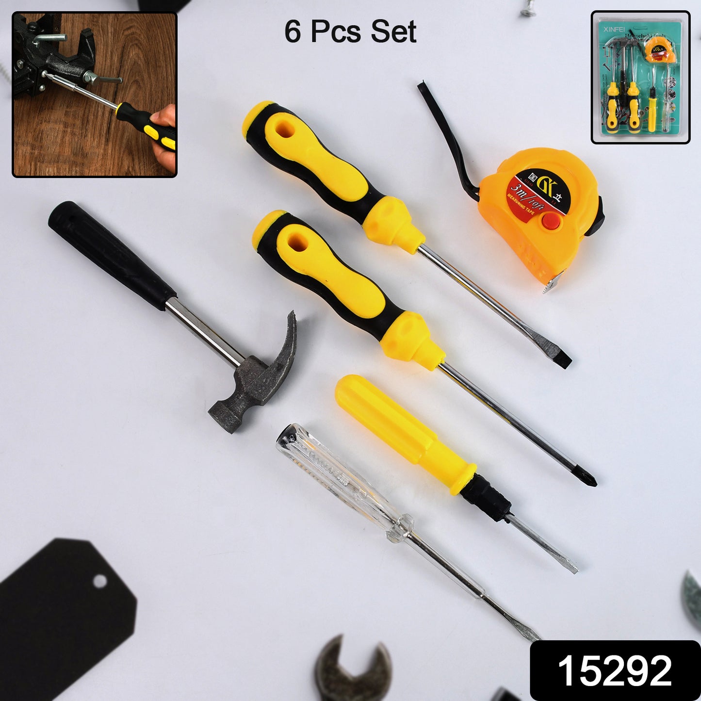 6 In 1 Hand Tool Kit Repair Home Screwdrivers Tool Kit With Tools Including Daily - Springkart 