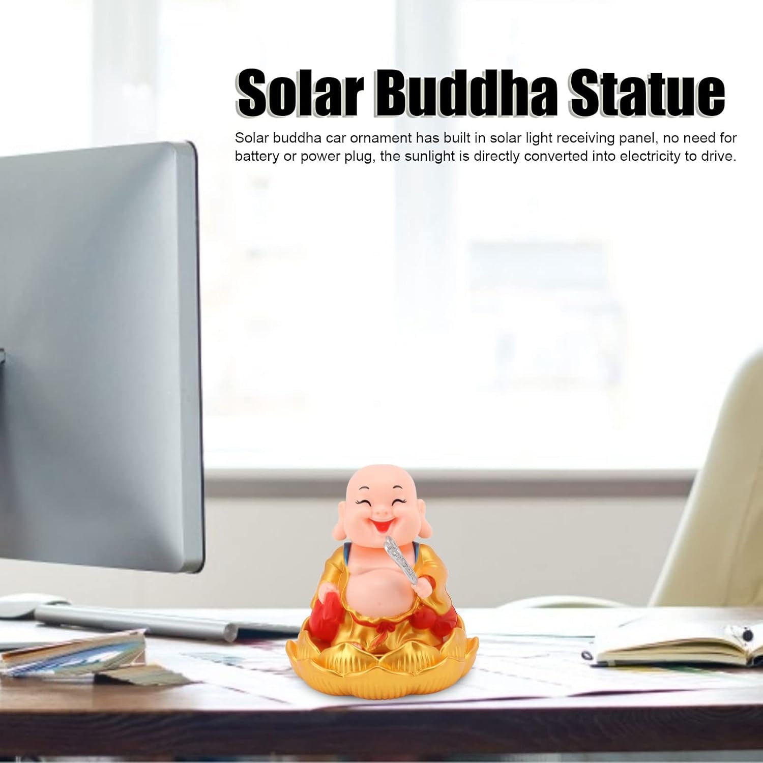 Solar Power Moving Buddha Car Ornament (1 Pc) - Springkart 