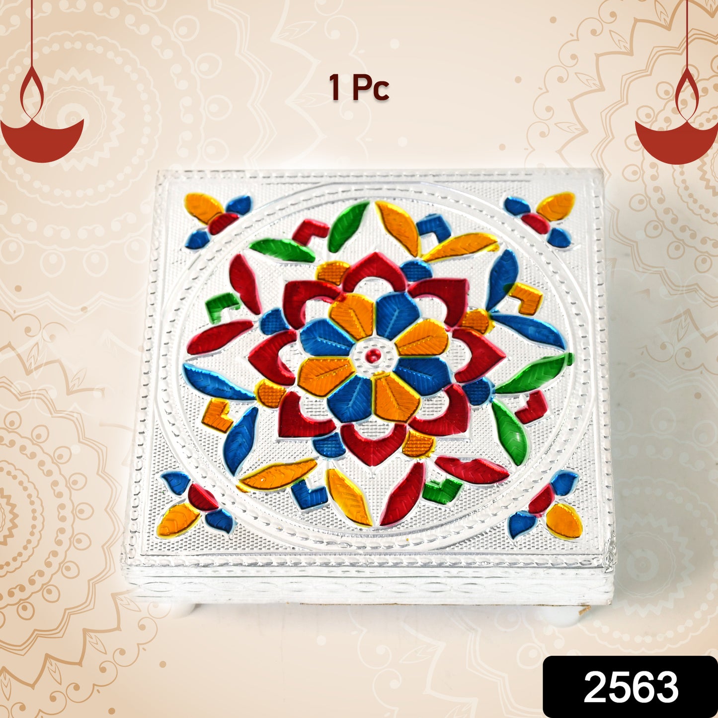 Handicraft Meenakari Wooden Chowki Puja Bajot For Home Office Decor For Puja Multicolour (1 Pc Set) - Springkart 