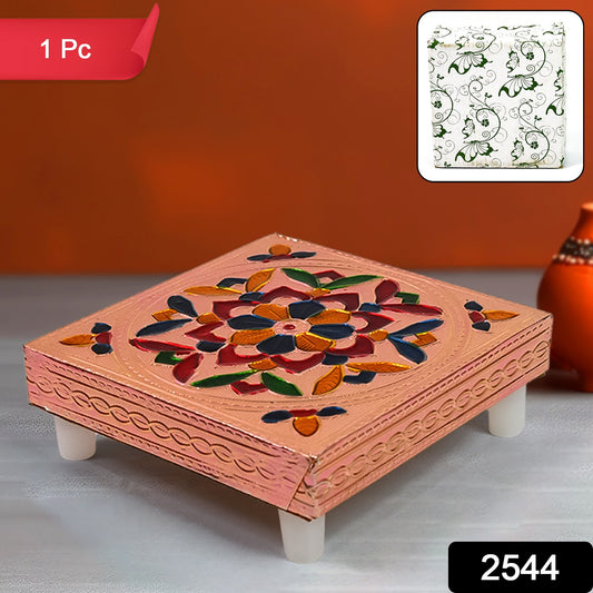 Handicraft Meenakari Wooden Chowki Puja Bajot For Home Office Decor For Puja Multicolour (1 Pc Set) - Springkart 