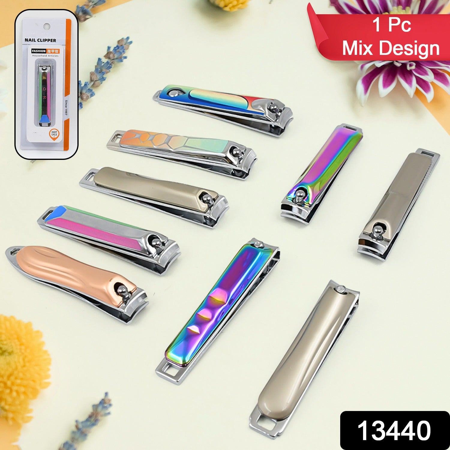 Stainless Steel Folding Portable Large Nail Clippers With Nail File (1 Pc Mix Design) - Springkart 