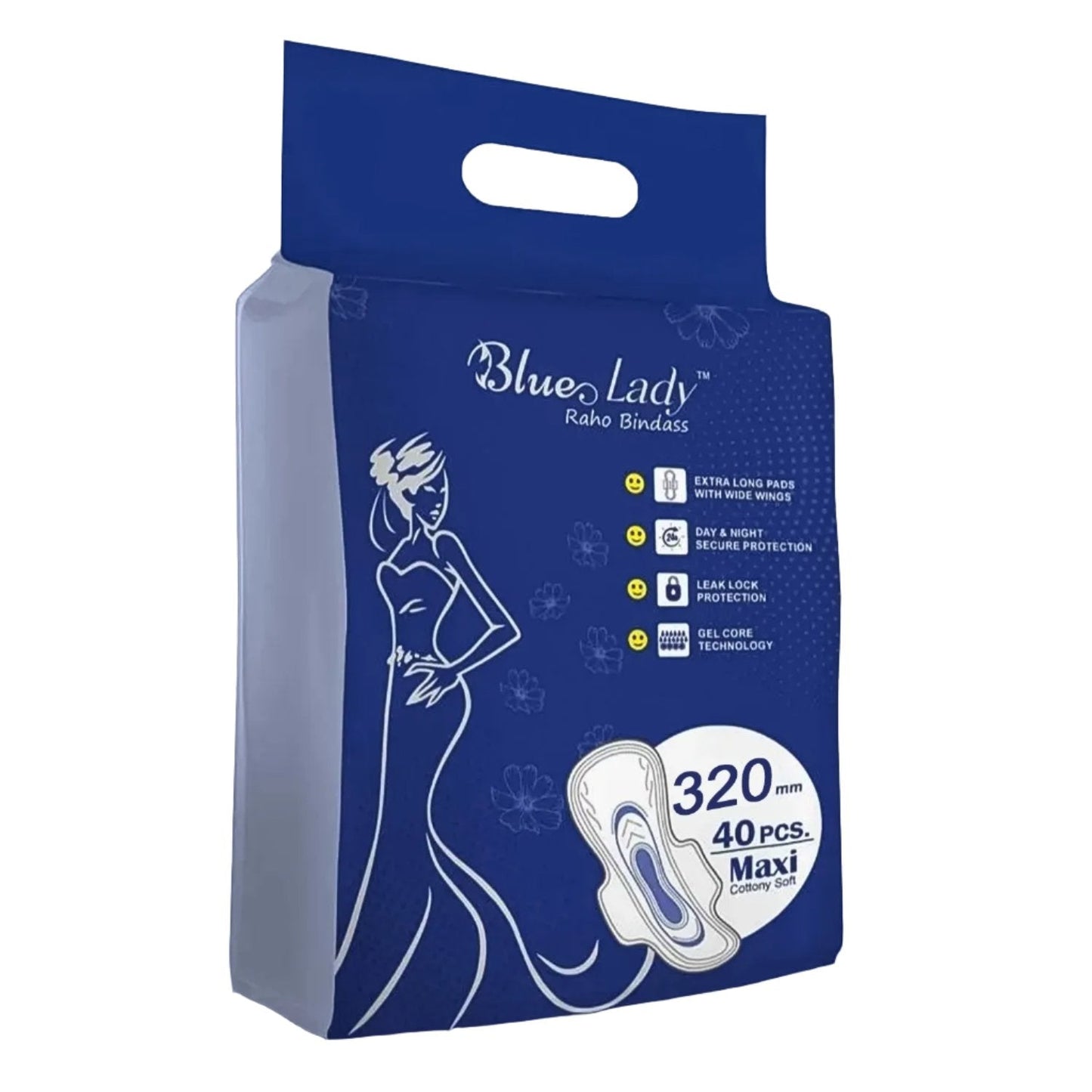 Blue Lady Extra Long Pads With Wides Wings Sanitary Pads 320 Mm 40-pack - Springkart 