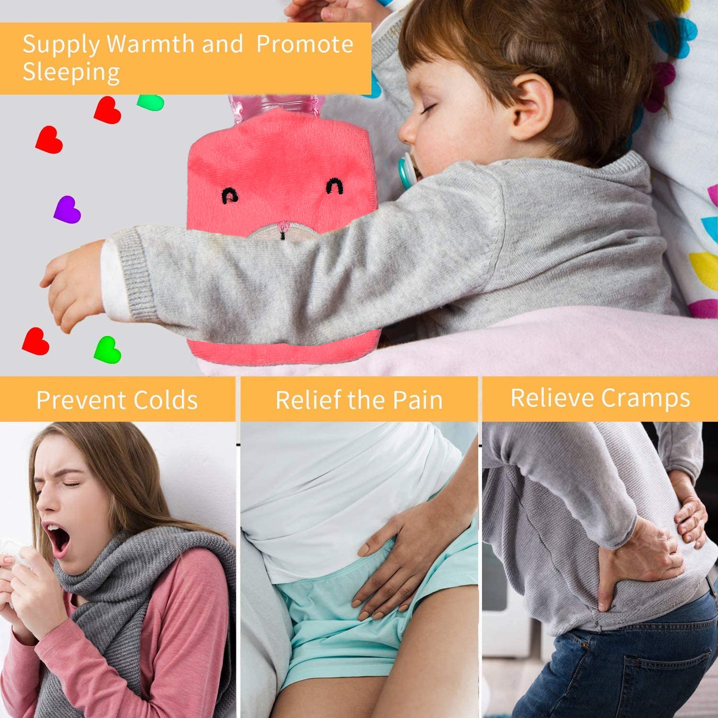 6502 Pink Small Hot Water Bag With Cover For Pain Relief Neck Shoulder Pain And Hand Feet Warmer Menstrual Cramps. - Springkart 