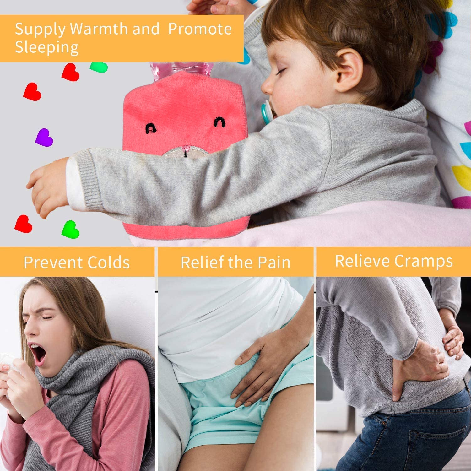 6502 Pink Small Hot Water Bag With Cover For Pain Relief Neck Shoulder Pain And Hand Feet Warmer Menstrual Cramps. - Springkart 
