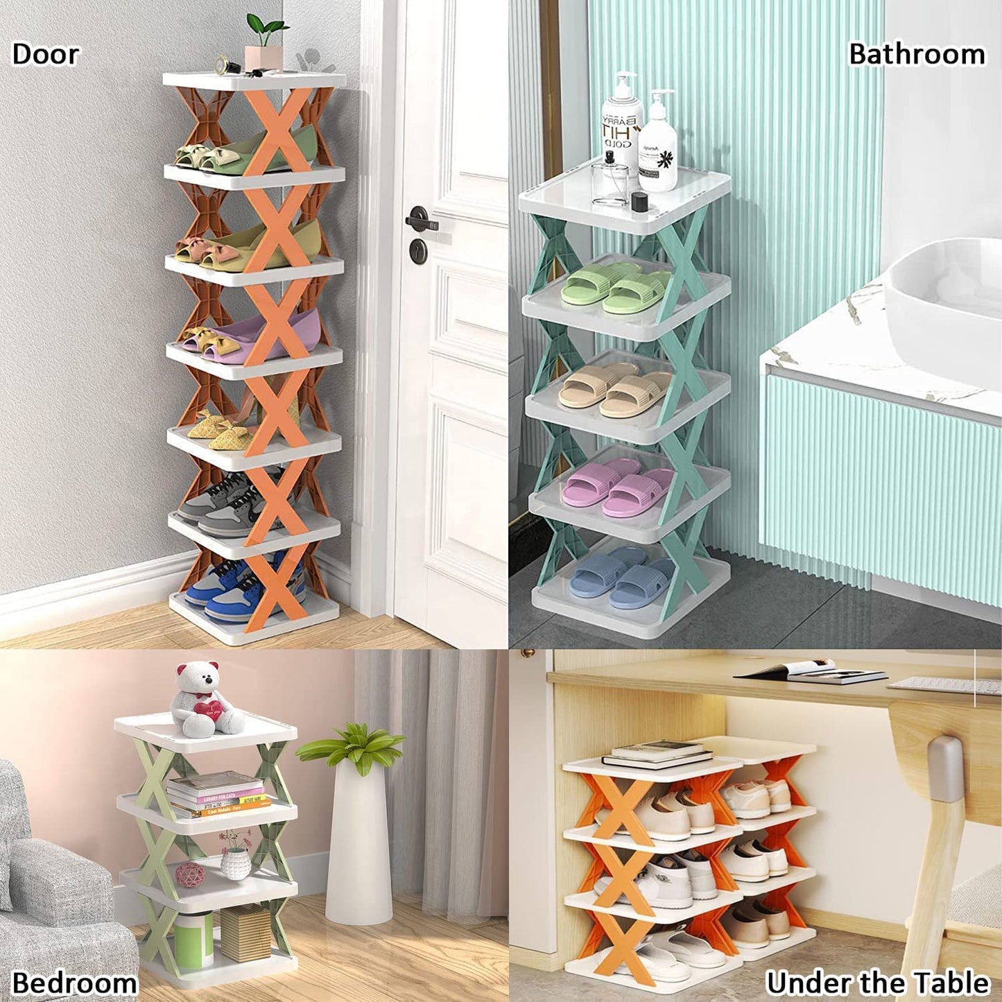 Smart Shoe Rack With 6 Layer Shoes Stand Multifunctional Entryway Foldable Collapsible Door Shoe Rack Free Standing Heavy Duty Plastic Shoe Shelf Storage Organizer Narrow Footwear Home - Springkart 