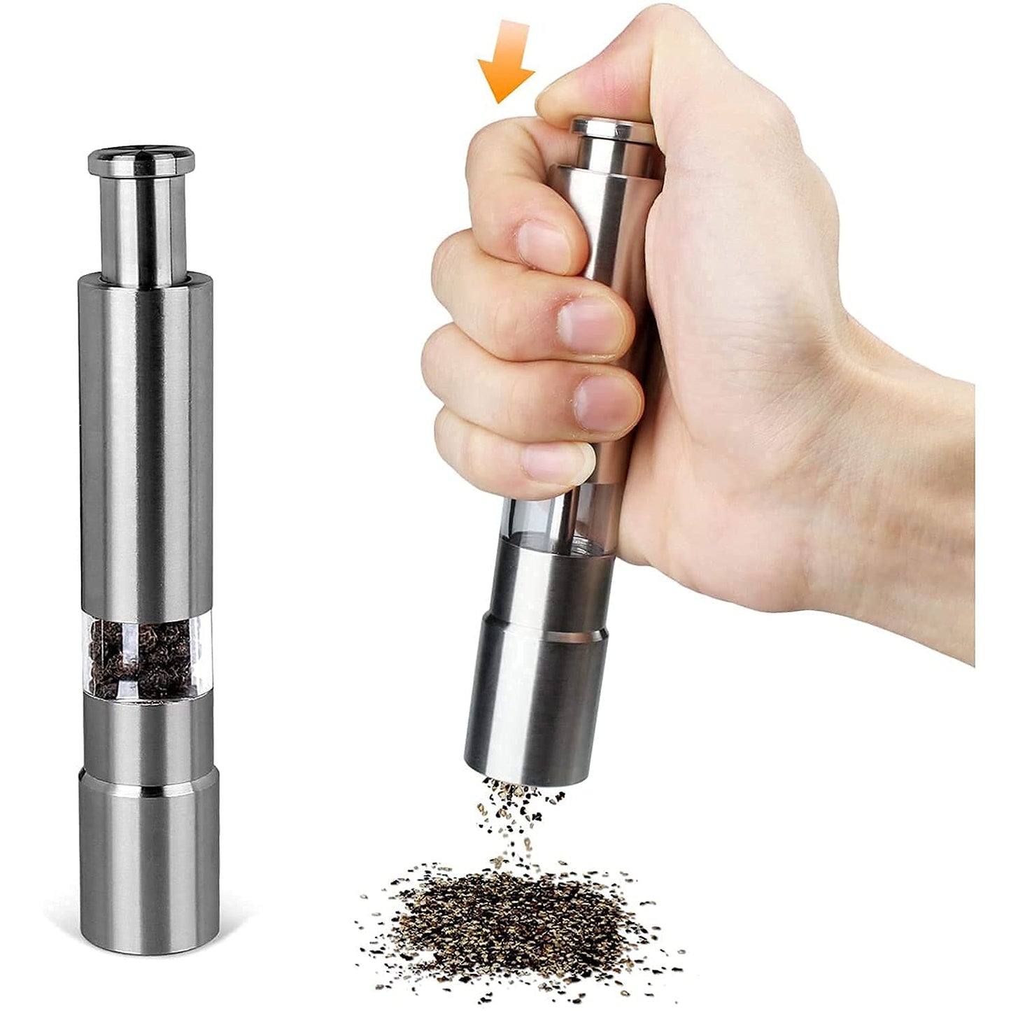 Stainless Steel Thumb Presser Salt And Pepper Grinder (1 Pc)