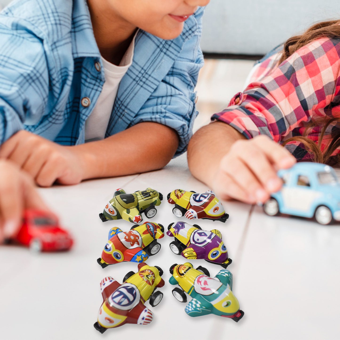 Mini Pull Back Car Aeroplane Pvc Plastic Pull Back Car Cartoon Toys (12 Pcs Set) - Springkart 