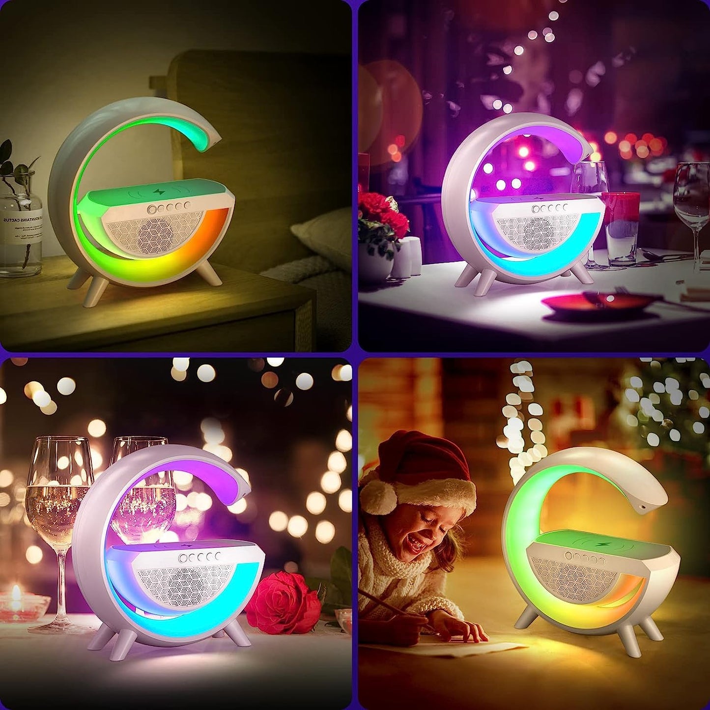 1393 3-in-1 Multi-function Led Night Lamp With Bluetooth Speaker Wireless Charging For Bedroom For Music Party And Mood Lighting - Perfect Gift For All Occasions - Springkart 