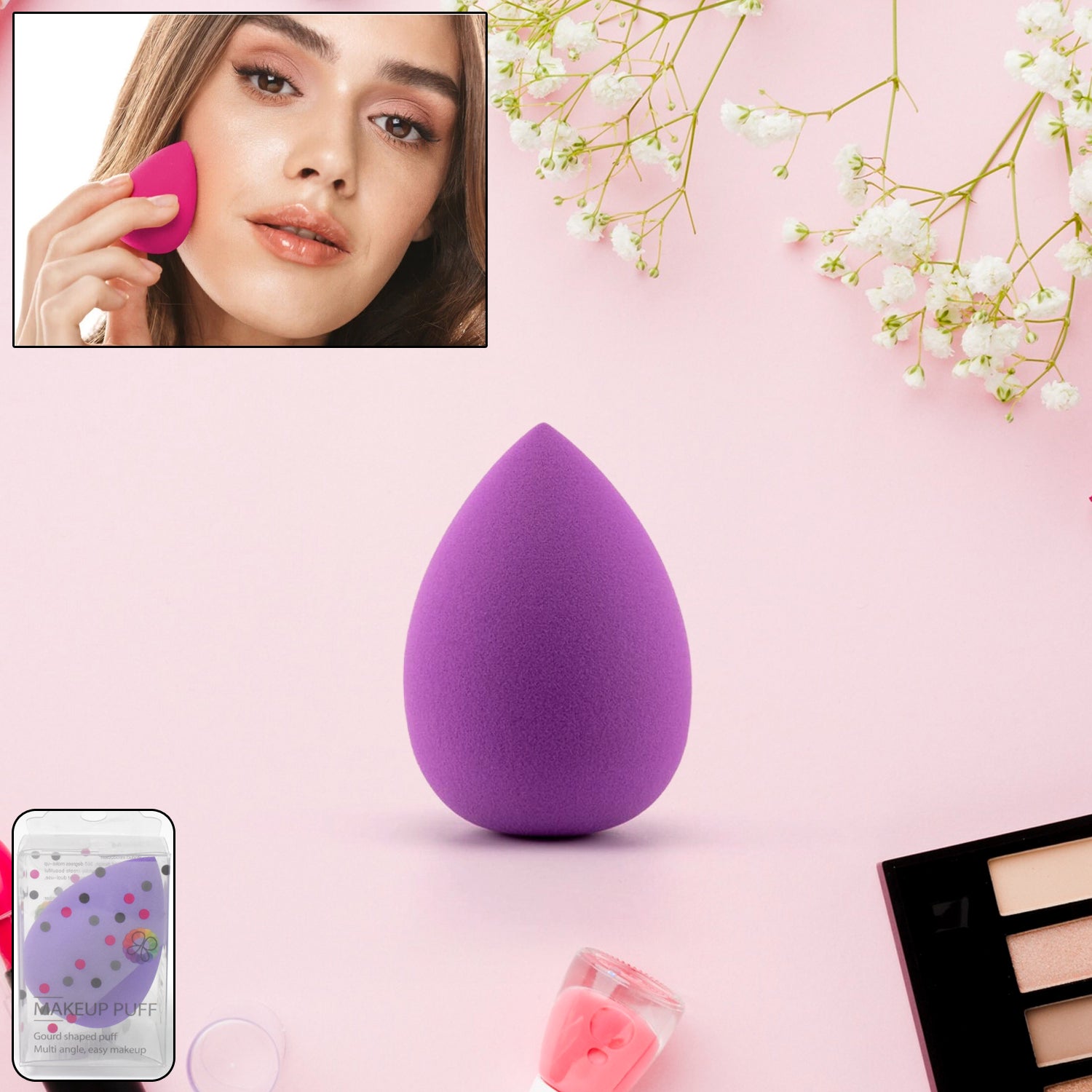 Makeup Sponge For Blending Liquid Foundations Powders And Creams (Multicolor 1 Pc) - Springkart 