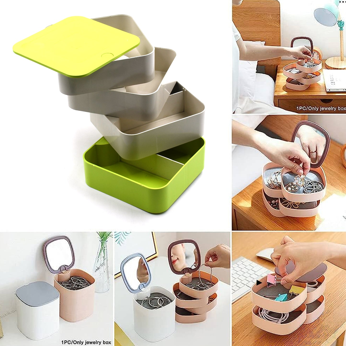 4700 4 Layers Jewelry Box 360 Degree Rotating Jewelry Box Jewelry And Earring Organizer Box Accessory Storage Box - Springkart 