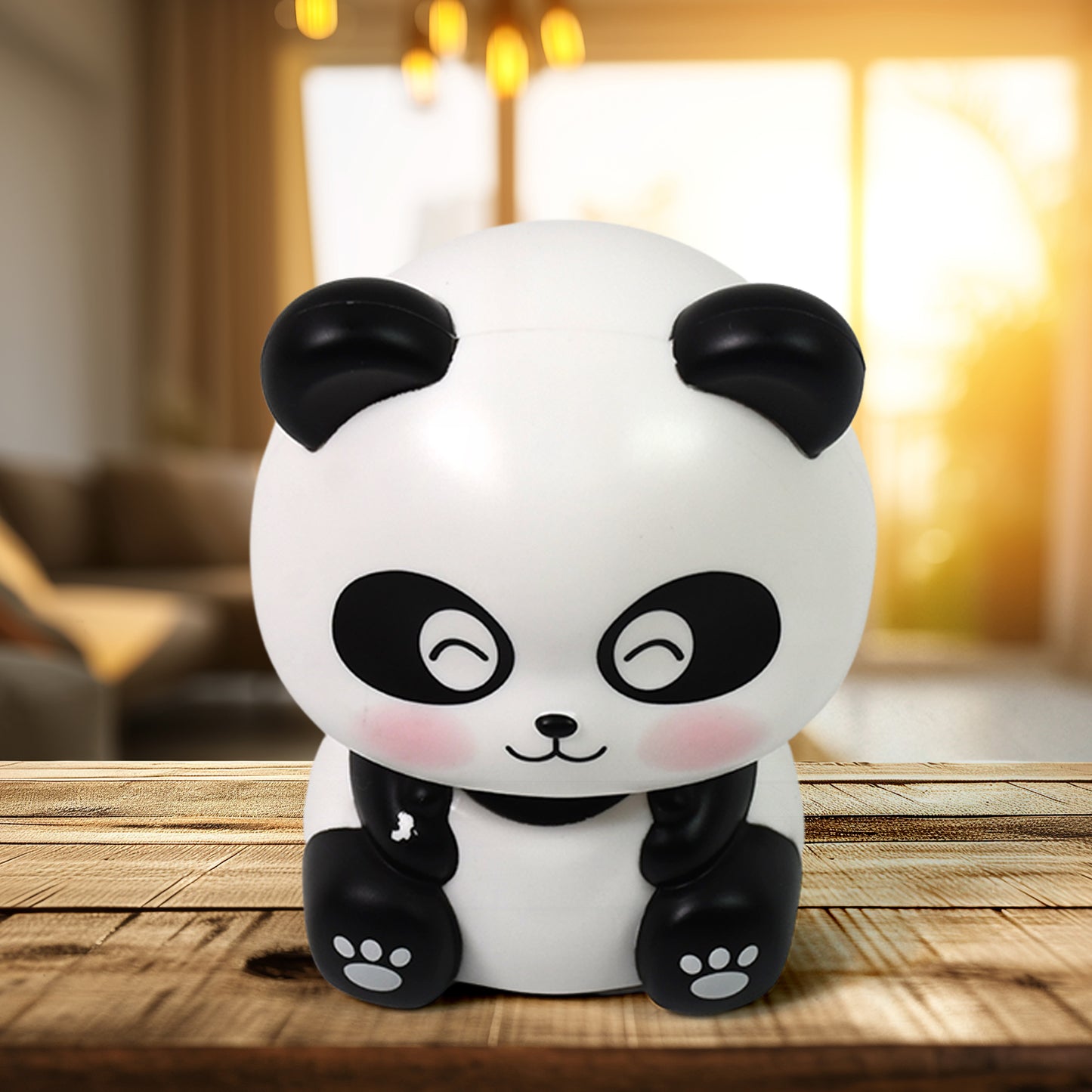 Car Decoration Solar Power Moving Head Panda Statue Creative (1 Pc) - Springkart 