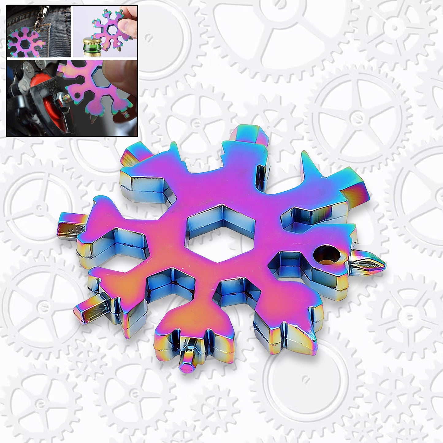 Durable Portable 18 In 1 Snowflake Multi-tool Snowflake Bottle Opener Flat Phillips Screwdriver Kit Wrench - Springkart 
