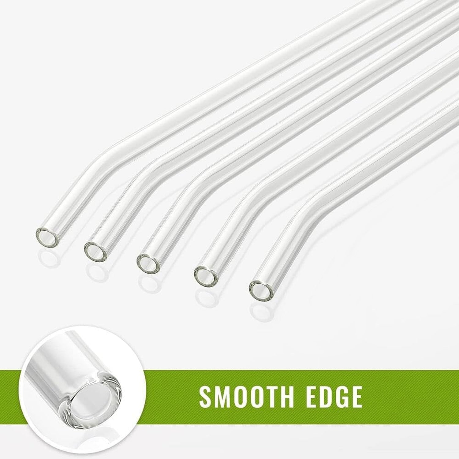Plastic Reusable Glass Straws Clear Glass Drinking Straw 5pc - Springkart 