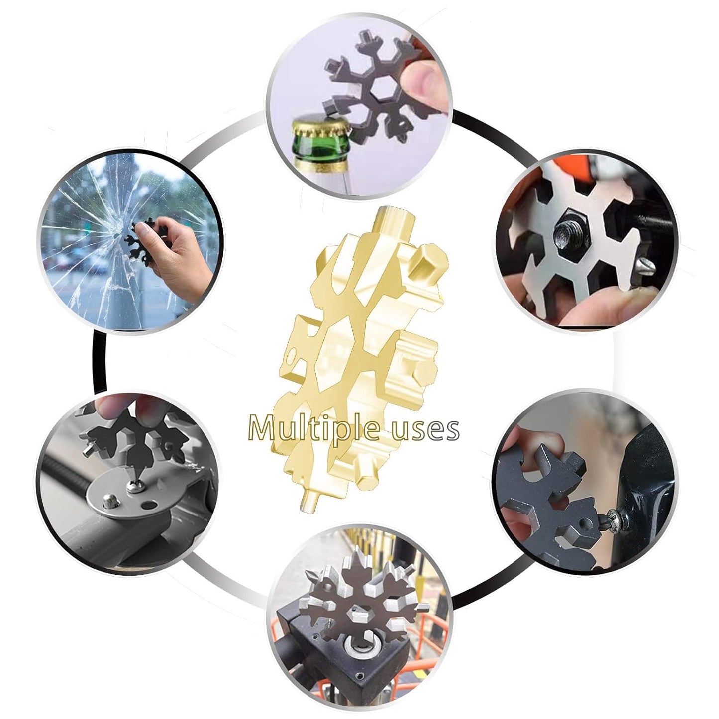 Durable Portable 18 In 1 Snowflake Multi-tool Snowflake Bottle Opener Flat Phillips Screwdriver Kit Wrench - Springkart 