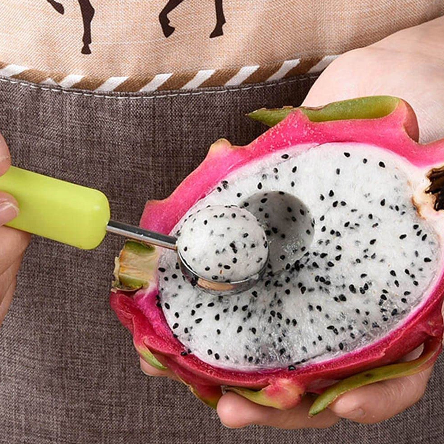 2606 4 In 1 Stainless Steel Melon Baller Seed Remover Sorbet Dessert Ball Spoon Fruit Digging Spoon Double Sided Fruit Scooper Watermelon Baller Scoop - Springkart 