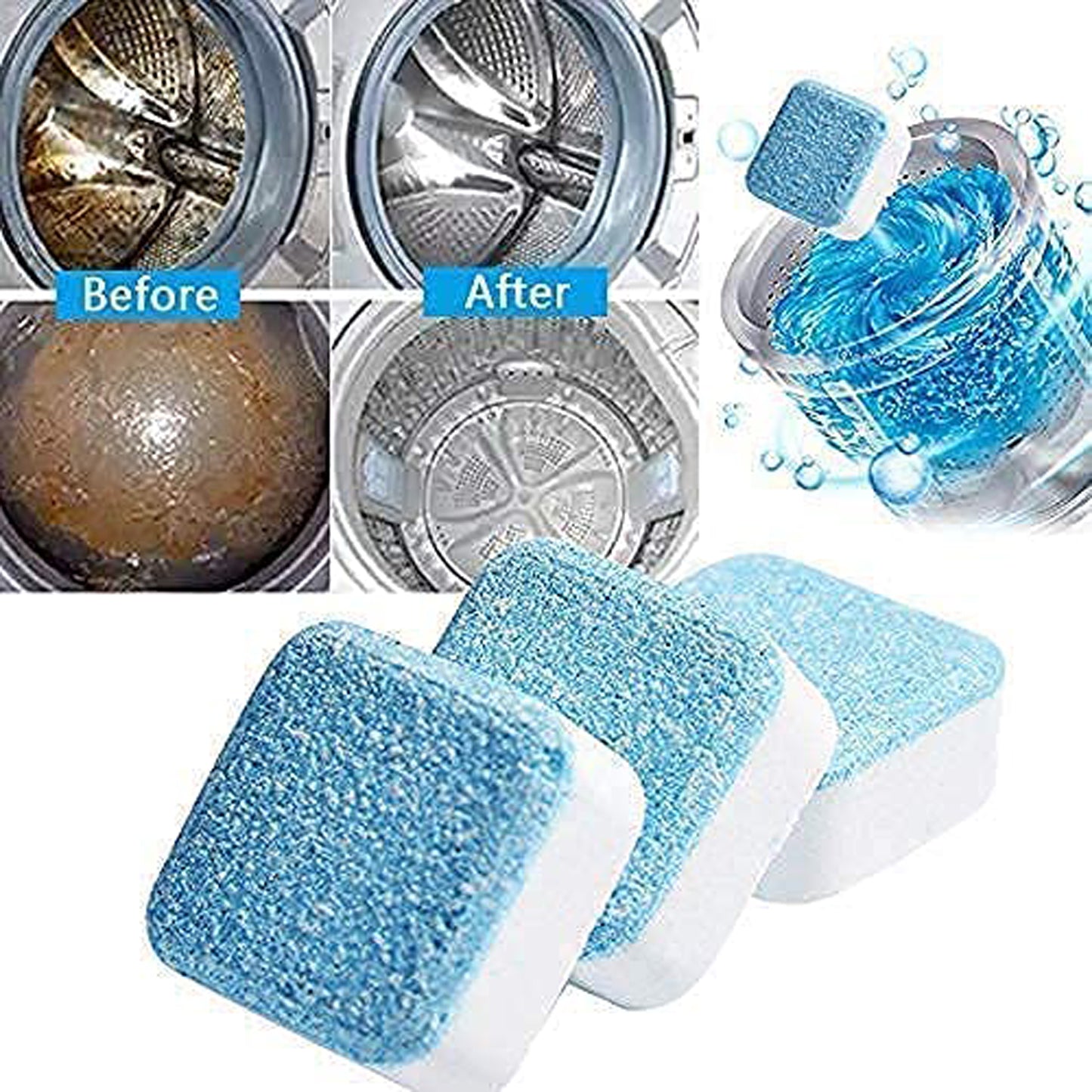 6245 Washing Machine Effervescent Tablet For All Companys Front And Top Load Machine Tablet For Perfectly Cleaning Of Tub Drum Stain Remover Washer Cleaner - Springkart 
