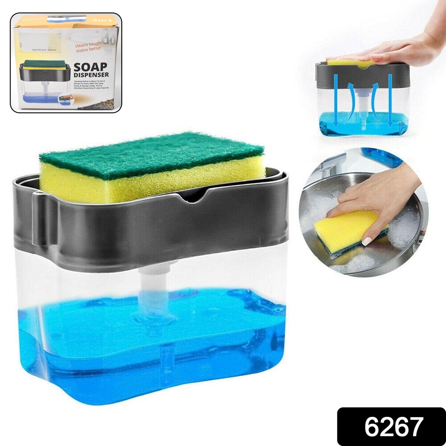 2 In 1 Soap Dispenser For Dishwasher Liquid Holder Liquid Dispenser Through Pump (1 Pc) - Springkart 