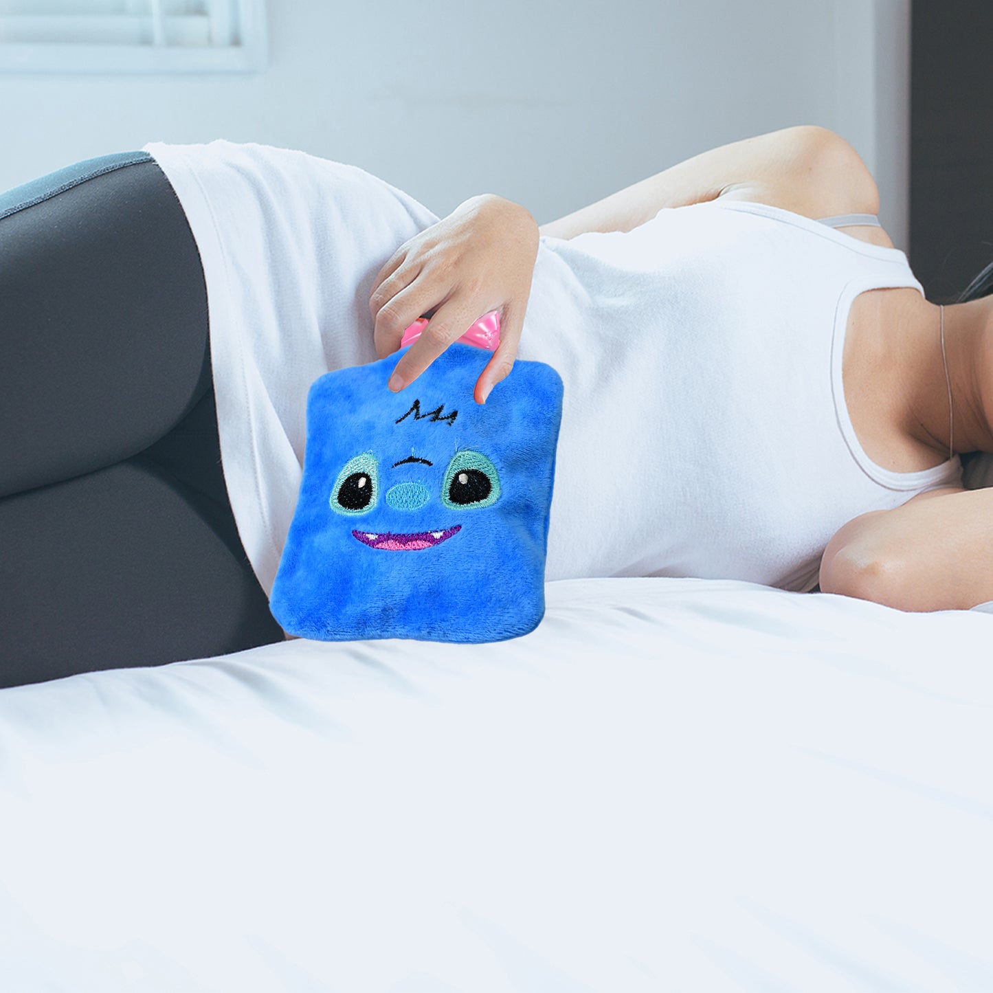6512 Blue Stitch Small Hot Water Bag With Cover For Pain Relief Neck Shoulder Pain And Hand Feet Warmer Menstrual Cramps. - Springkart 