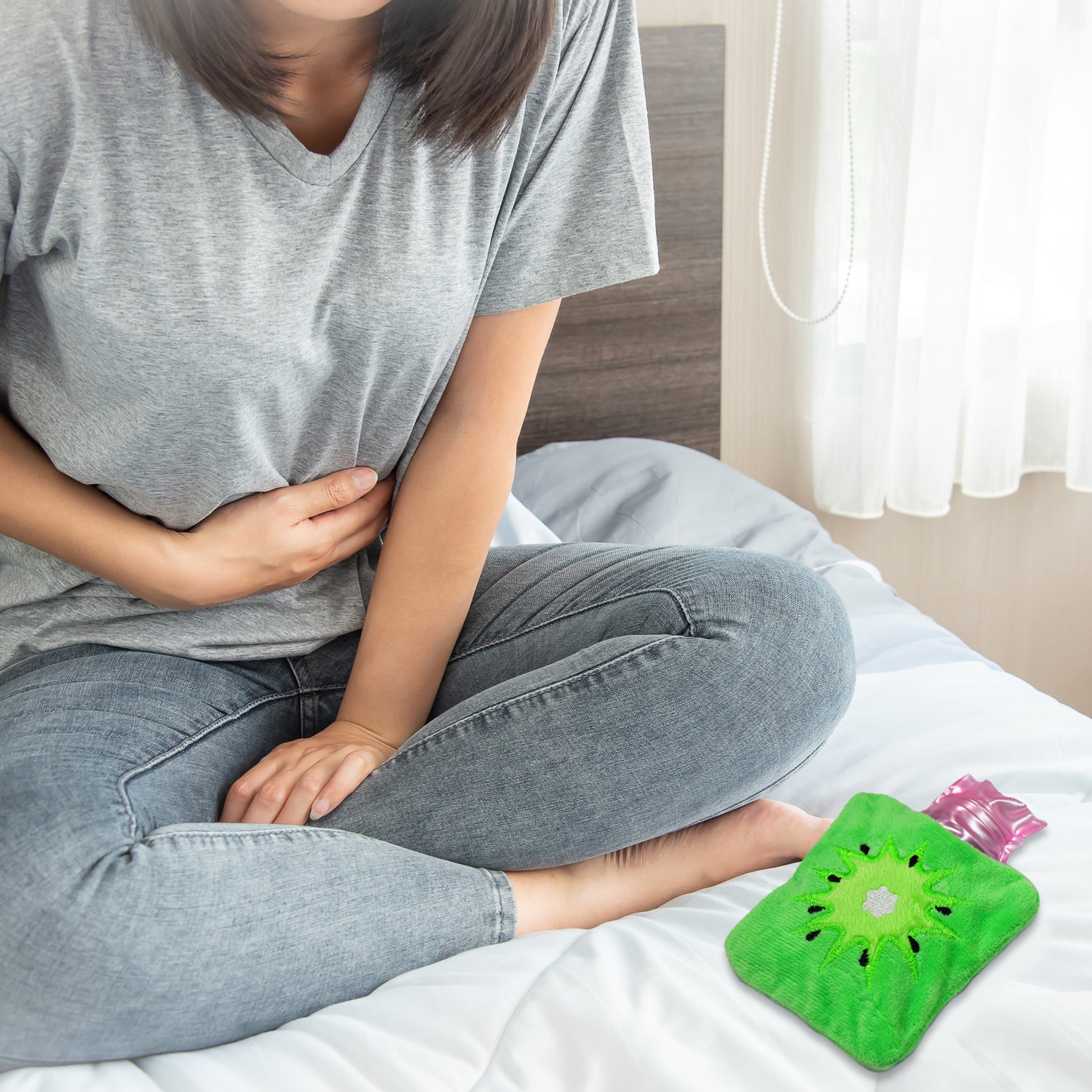 6521 Green Sun Small Hot Water Bag With Cover For Pain Relief Neck Shoulder Pain And Hand Feet Warmer Menstrual Cramps. - Springkart 