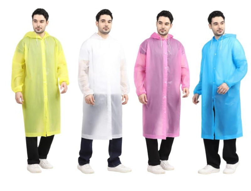 Waterproof Hooded Raincoat - Men & Women (Random Color) Imported Material