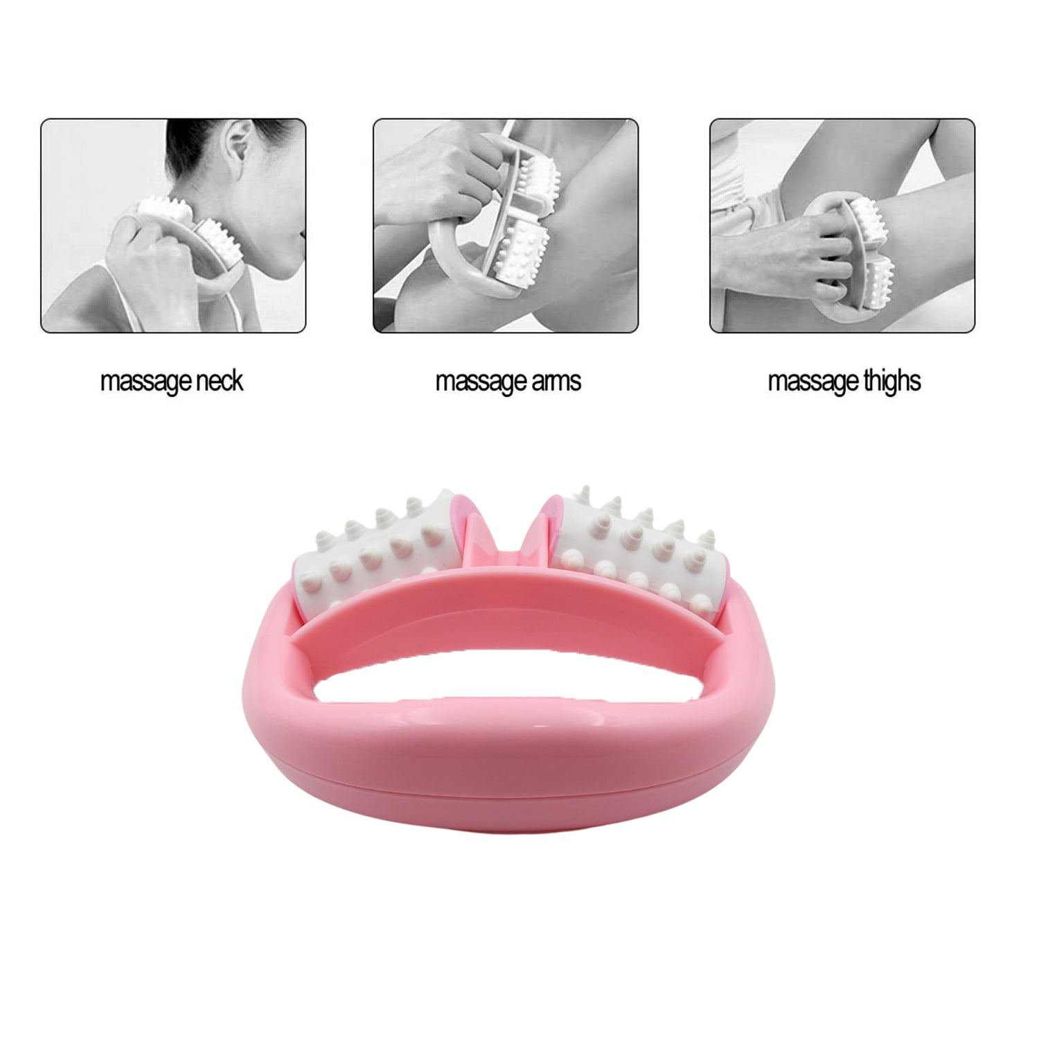 6405 Manual Round Handle Plastic 2 Rollers Massage Roller Cellulite Roller For Legs Arms Back Muscle Pain Relief And Muscle Relaxation - Springkart 