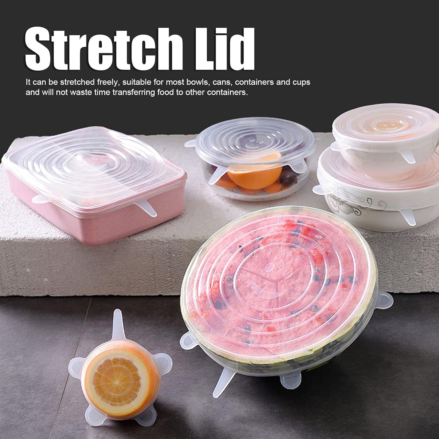 Silicone Food Cover Stretch Lids (6 Pcs Set 62 Gm) - Springkart 