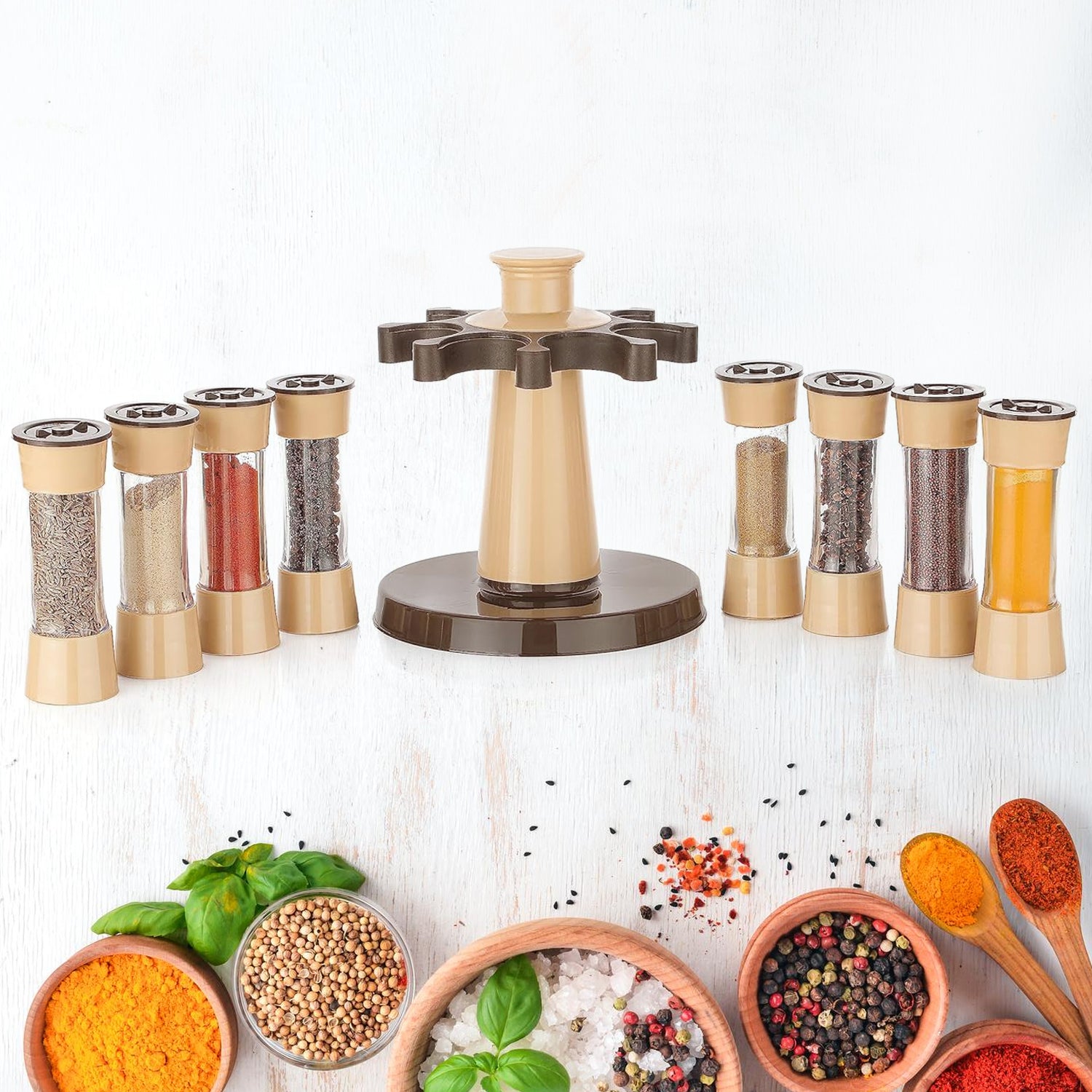 360 Revolving Spice Rack For Kitchen And Dining Table 8 Spice Jars - Springkart 