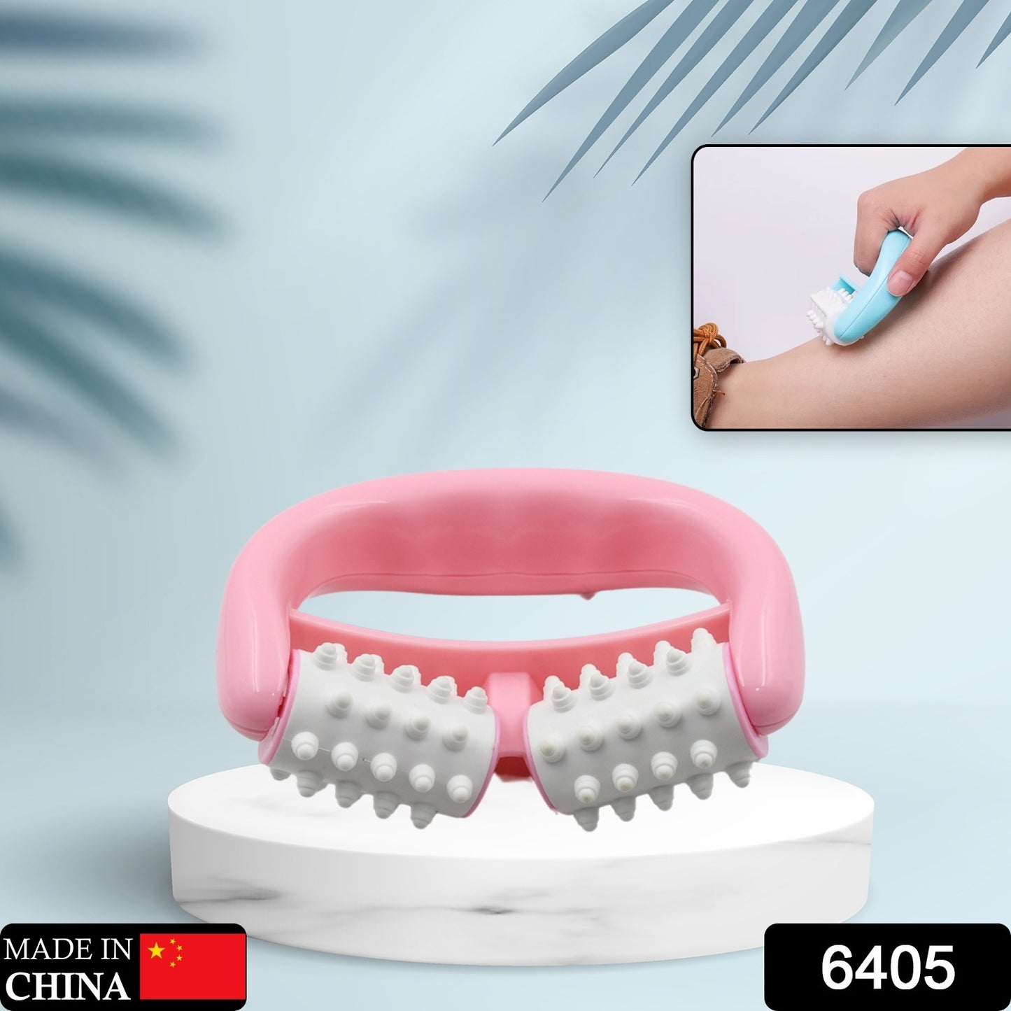 6405 Manual Round Handle Plastic 2 Rollers Massage Roller Cellulite Roller For Legs Arms Back Muscle Pain Relief And Muscle Relaxation - Springkart 