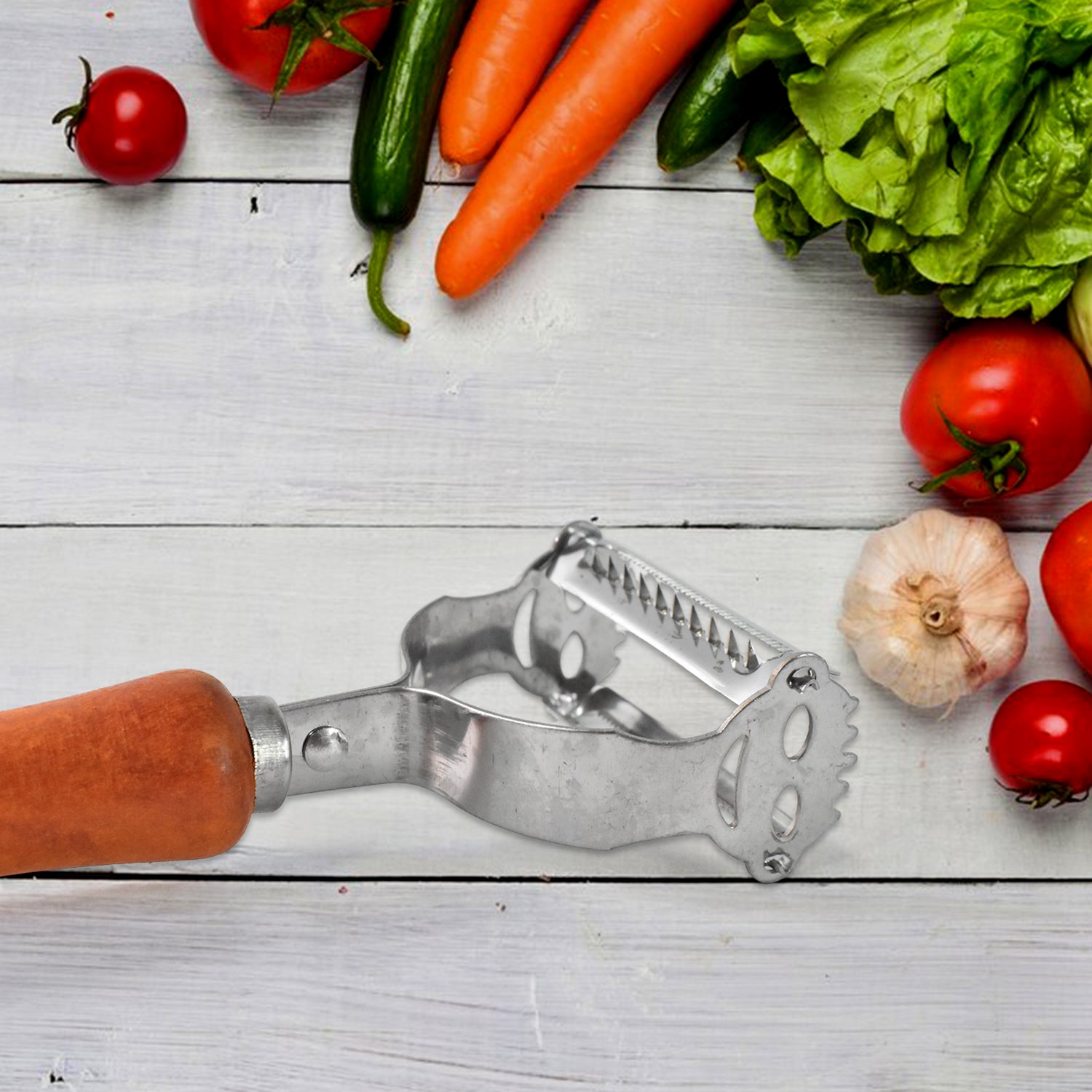 Vegetable And Fruit Peeler With Wooden Handle (1 Pc) - Springkart 