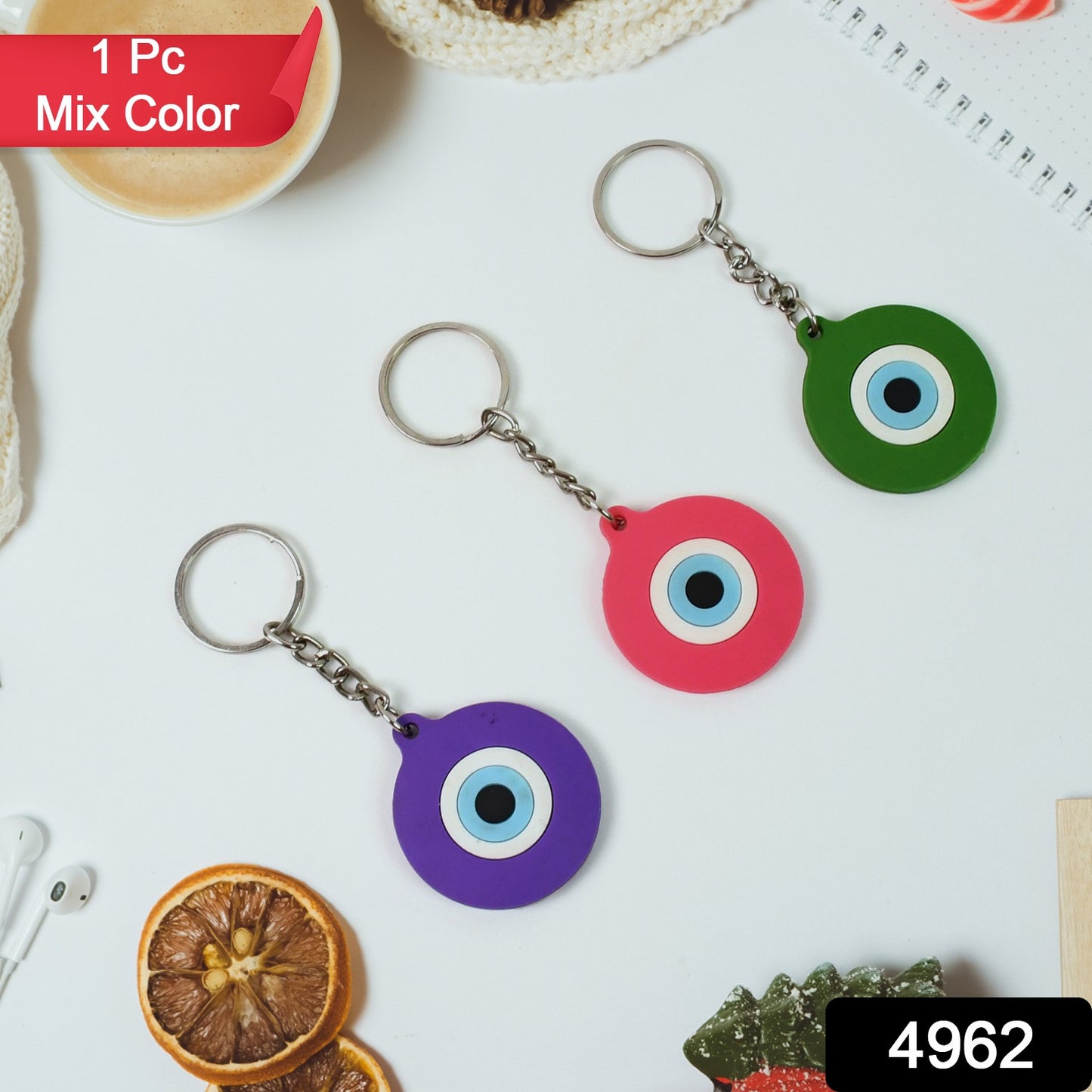 Evil Eye Rubber Silicone Keychain (1 Pc Mix Color) - Springkart 