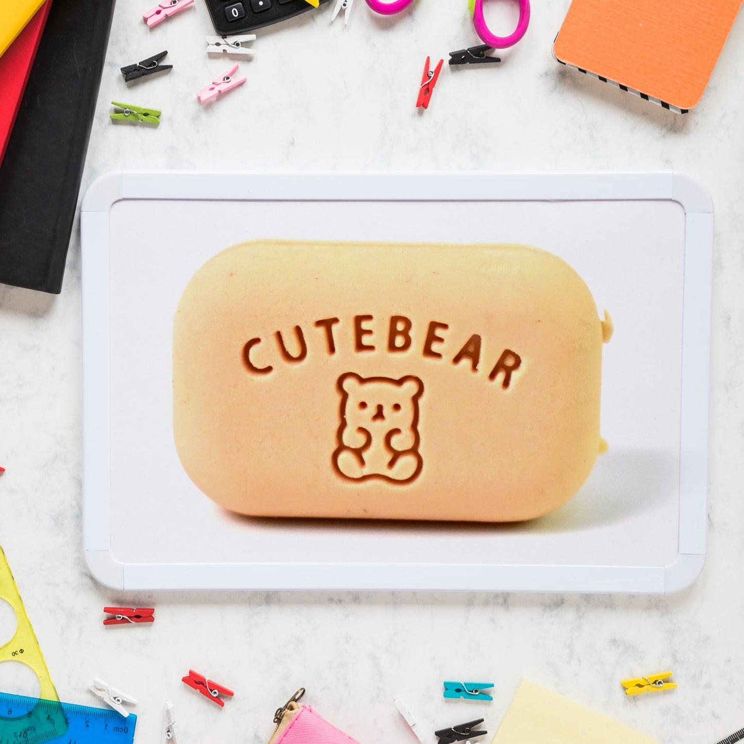 Cute Soap Shaped Erasers With Plastic Case (1 Pc With Case) - Springkart 