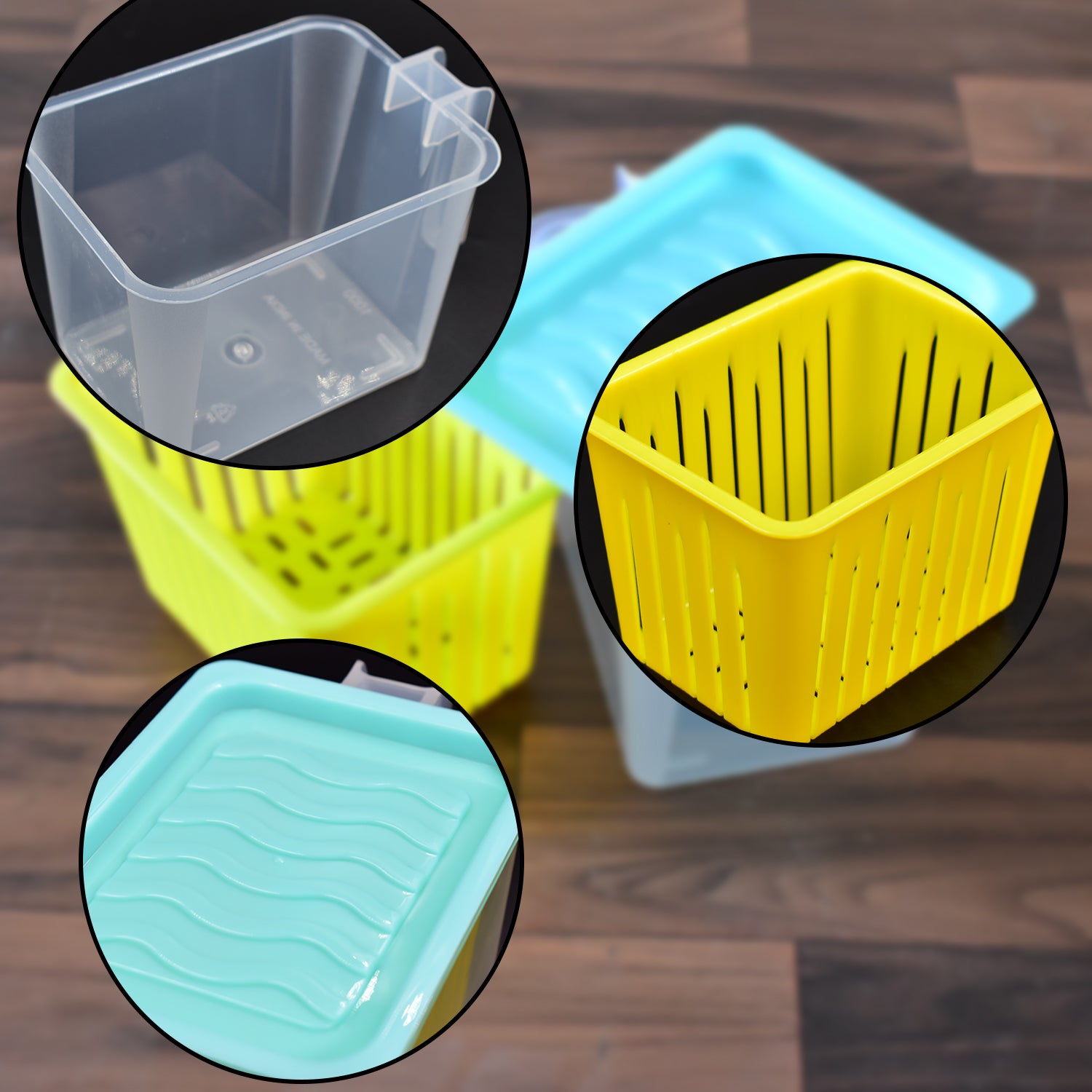 2836 Fridge Storage Containers With Handle Plastic Storage Container For Kitchen(4 Pcs Set) - Springkart 