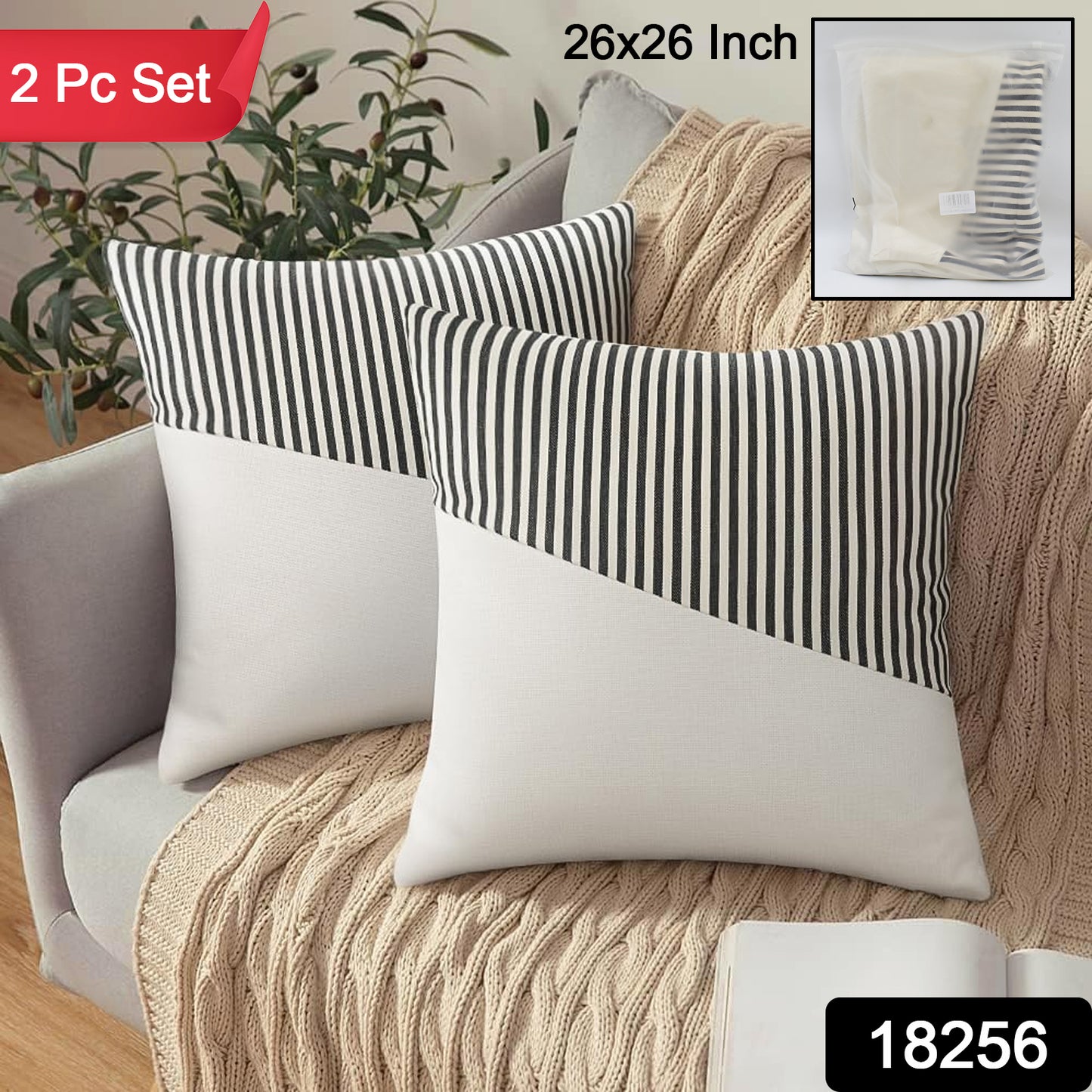 Decorative Pillow Covers Cushion Cases Soft Cotton (26 26 Inch 1 Pair 2 Pc) - Springkart 