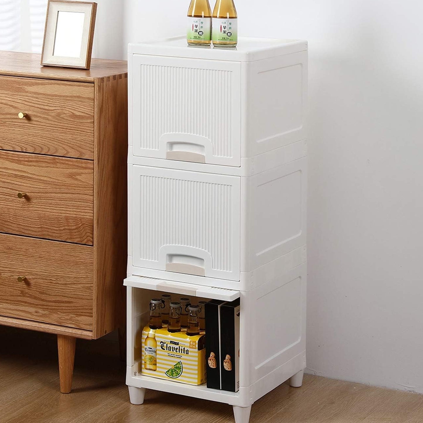 Multipurpose Storage Cabinet Storage Solutions Plastic Drawers Multi Layer Wardrobe Storage Drawers Foldable Multipurpose Drawer Units For Kitchen Bathroom Bedroom Cloth (3layer) - Springkart 