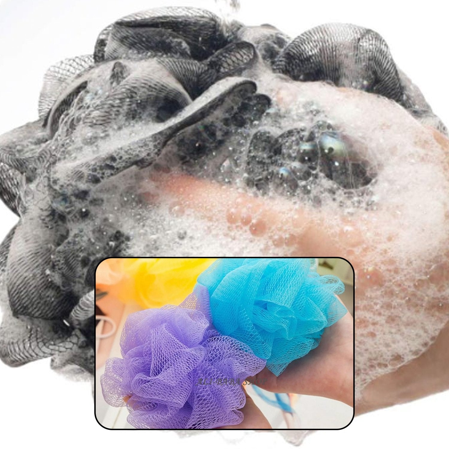Bath Shower Loofah Sponge Pouf Body Scrubber (Pack Of 6pcs) - Springkart 