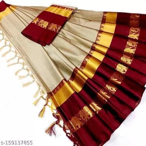 Hathi Design Silk Saree (Hathi Saree) - Springkart 